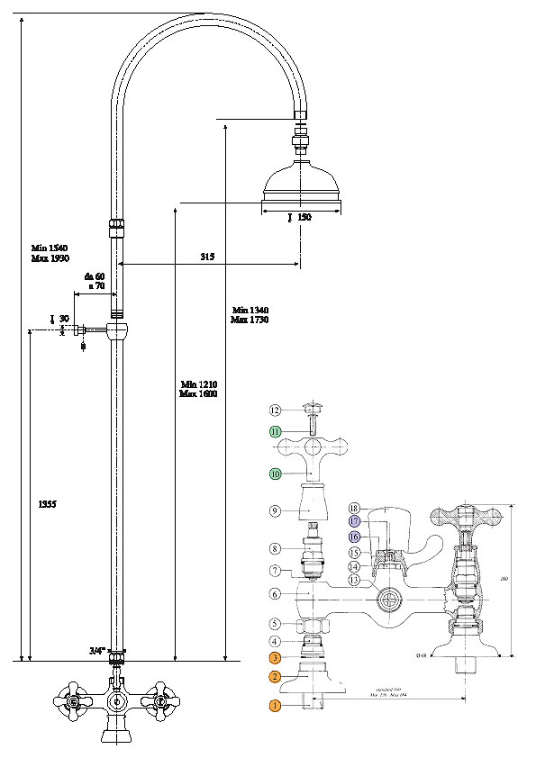 663920KK21D200 Душевая система Bandini Classic Santreyd - Вид №1
