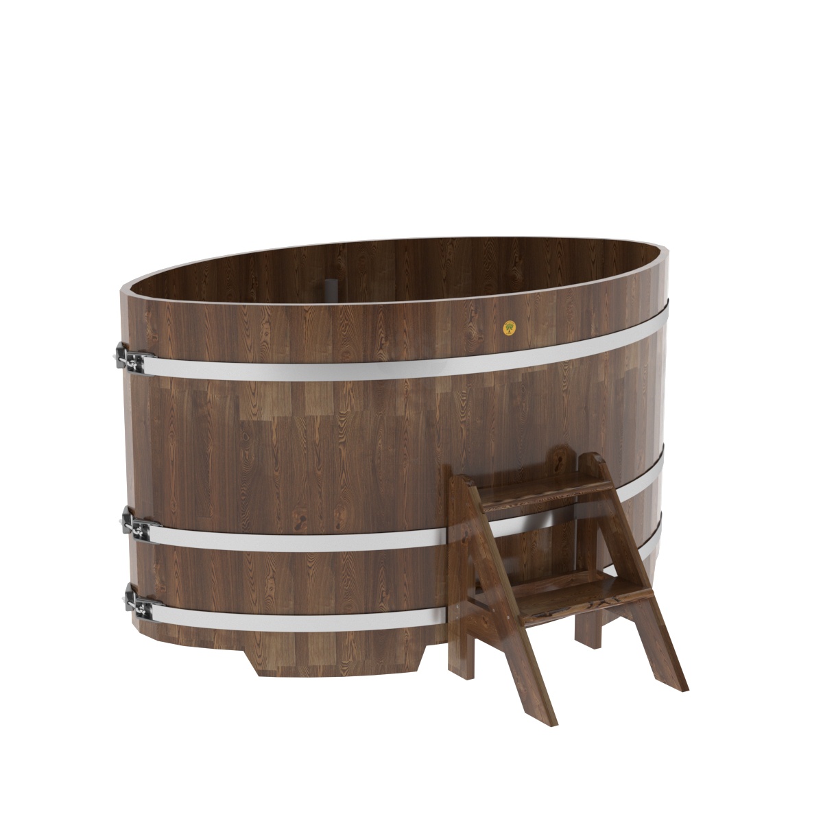 1538 Купель овальная из сращенных ламелей лиственницы 1,08х1,75х1,0 морёная Alyarus 