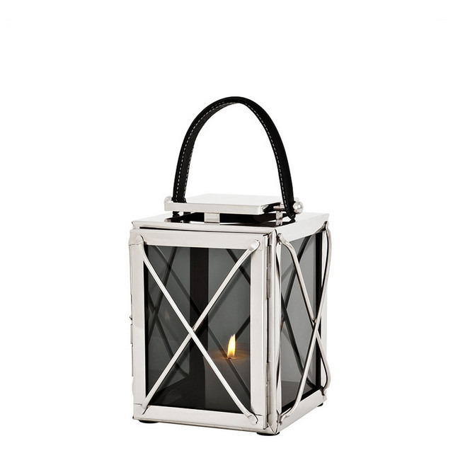 Подсвечник-фонарь серебристый с черным стеклом Ipanema S от Eichholtz EICHHOLTZ EICHHOLTZ 060342 Серебро;черный  - Вид №1