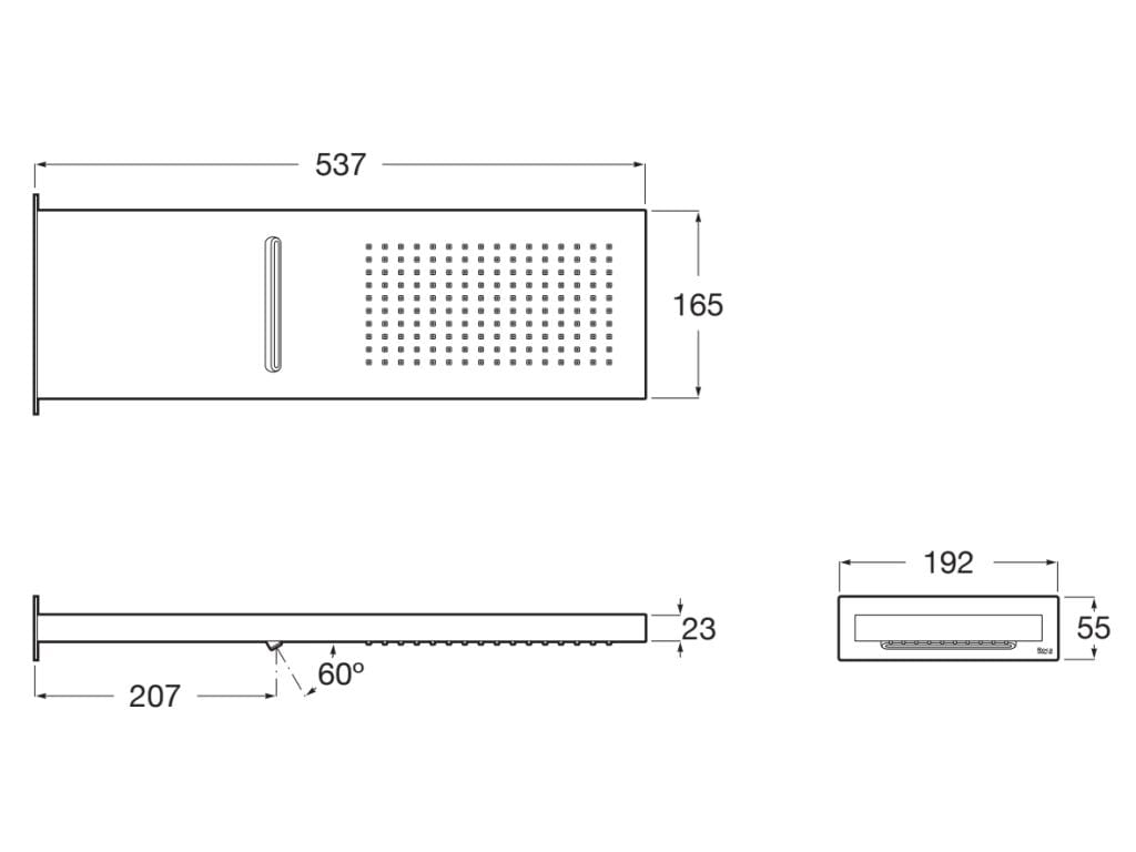 Настенная душевая головка с 2 струями Roca Raindream ARCH-00018831 - Вид №6