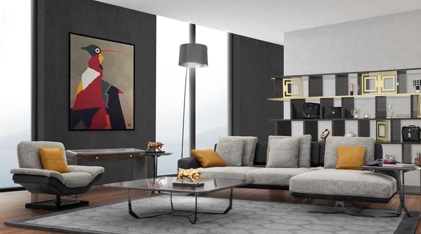 Tonino Lamborghini Casa Диван из ткани с шезлонгом Ibiza sun-id-1489327 - Вид №1