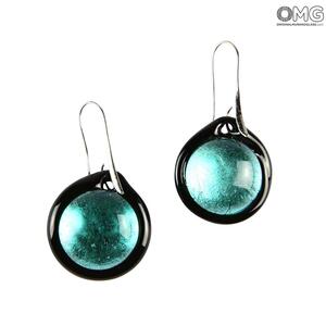 262 ORIGINALMURANOGLASS Зелёные круглые серьги из муранского стекла - OMG 2 см