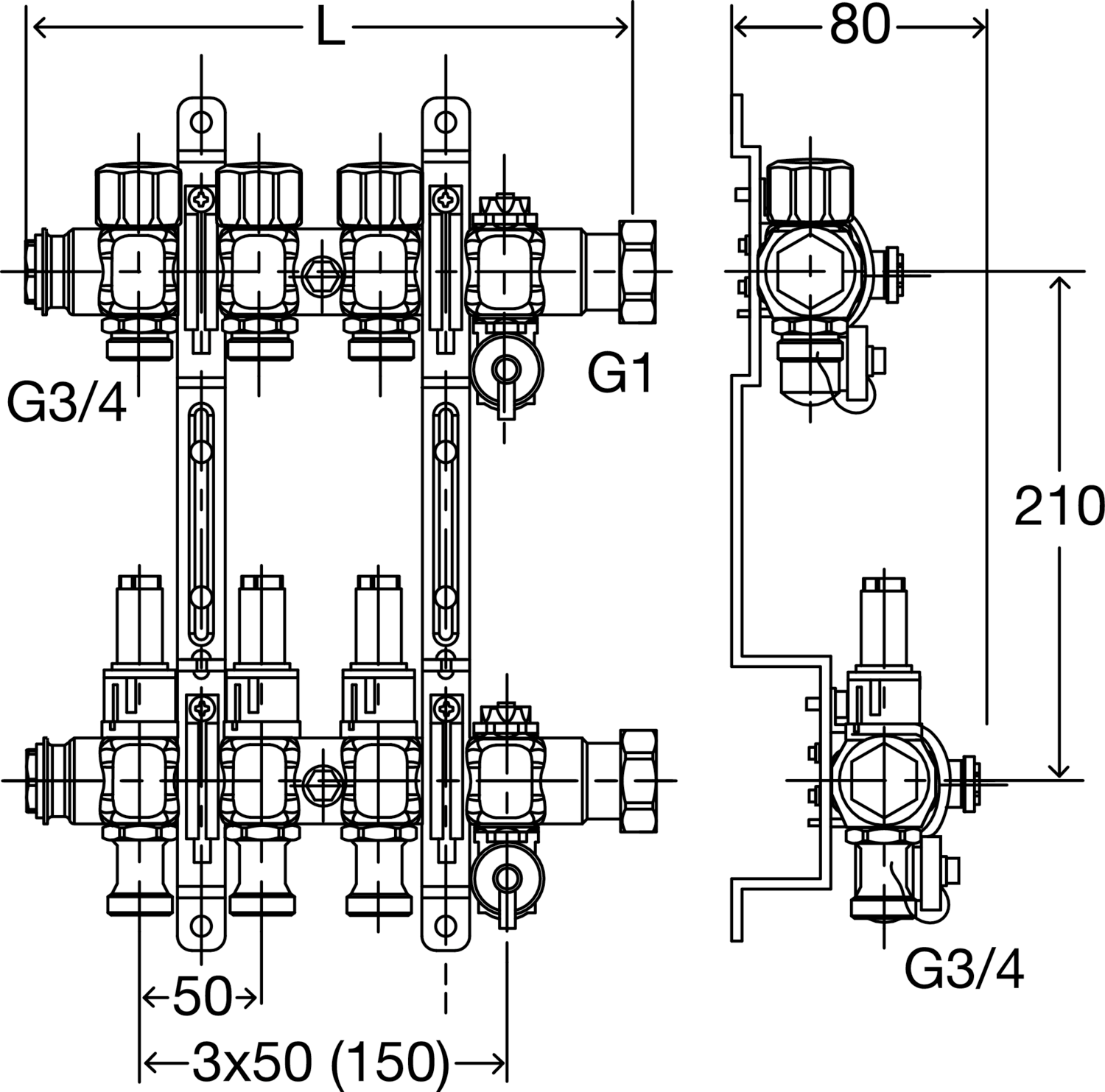 696 047 *) Модель 1005 Трубопроводные системы  Fonterra панельное отопление  Коллекторы  Нержавеющая сталь Santreyd  - Вид №2