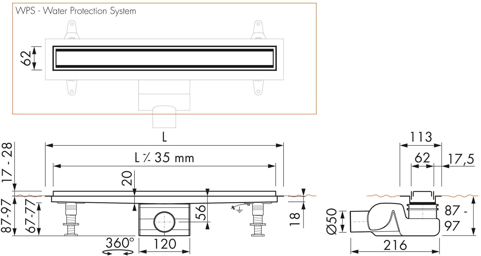 ESS Easy Drain Трап для душа из нержавеющей стали Modulo taf sun-id-1362215 - Вид №5