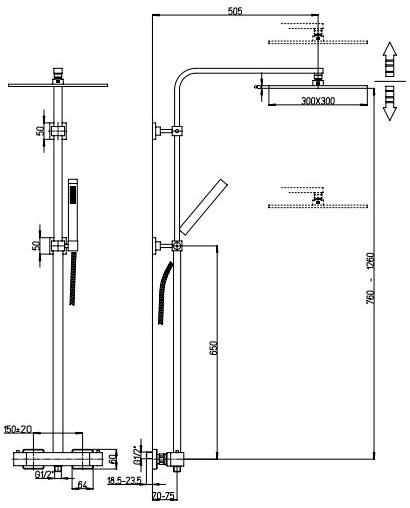 Paini Dax 84CR689TH3SQP1 душевая система  - Вид №1