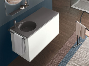 Подвесной шкаф для умывальника из ДСП со встроенной раковиной