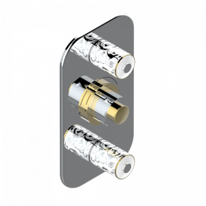 G2R-5400BE Накладка с ручкой регулировки температуры и двумя маховиками для термостатического смесителя 5400AE Thg-paris Frivole Хром/золото