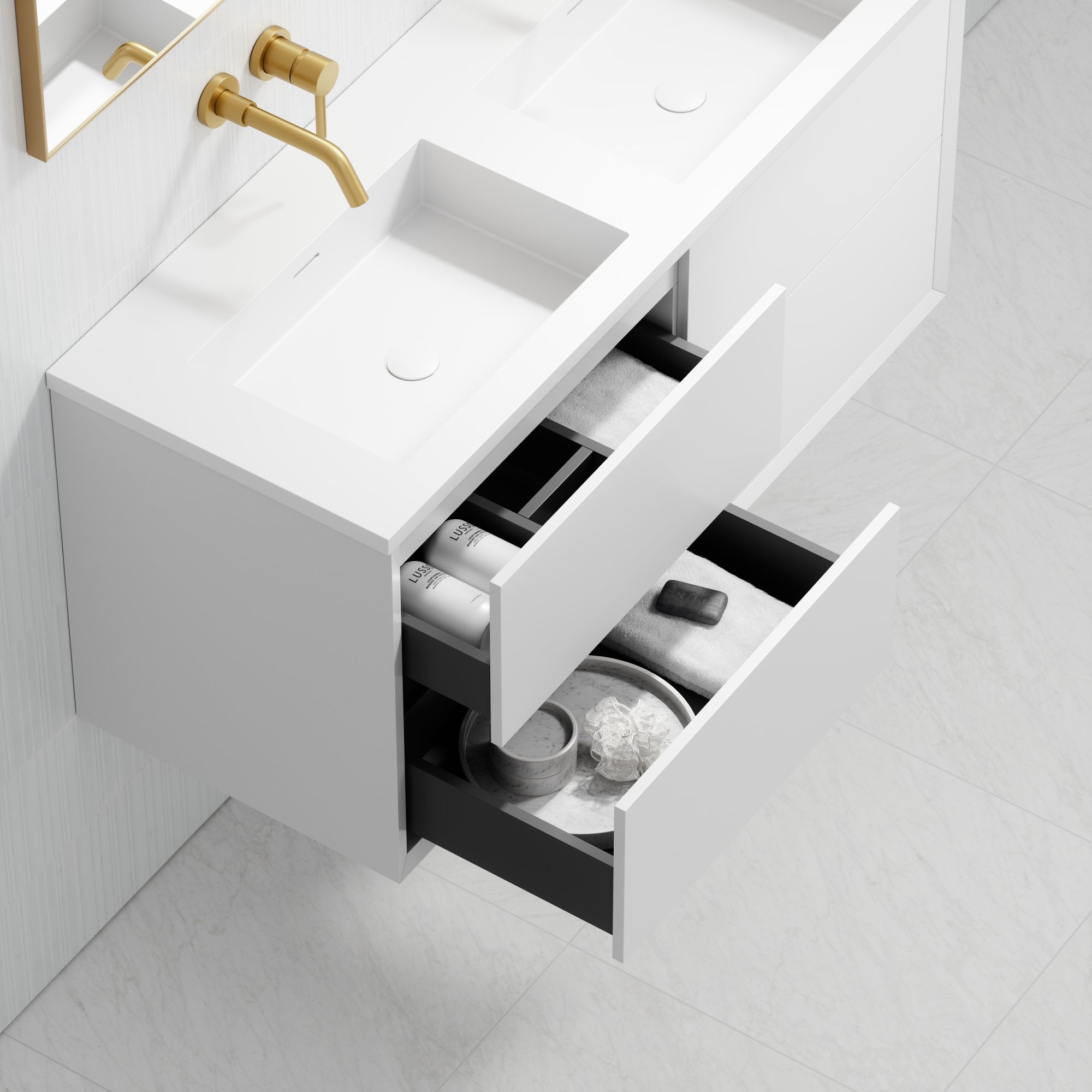 Двойной деревянный шкаф для умывальника со встроенной раковиной LUSSO Volini ARCH-00033994 - Вид №3