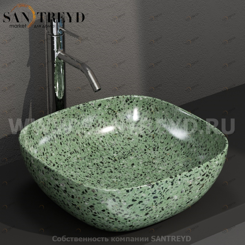 B6Q43GV Накладная раковина на столешницу  квадратная Ceramica Globo T-EDGE