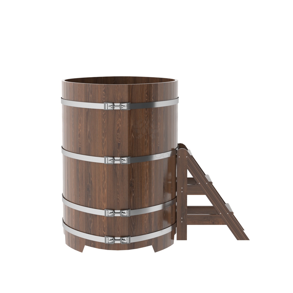 1315 Купель овальная из дуба 1,02х1,68х1,4 морёная Alyarus  - Вид №2