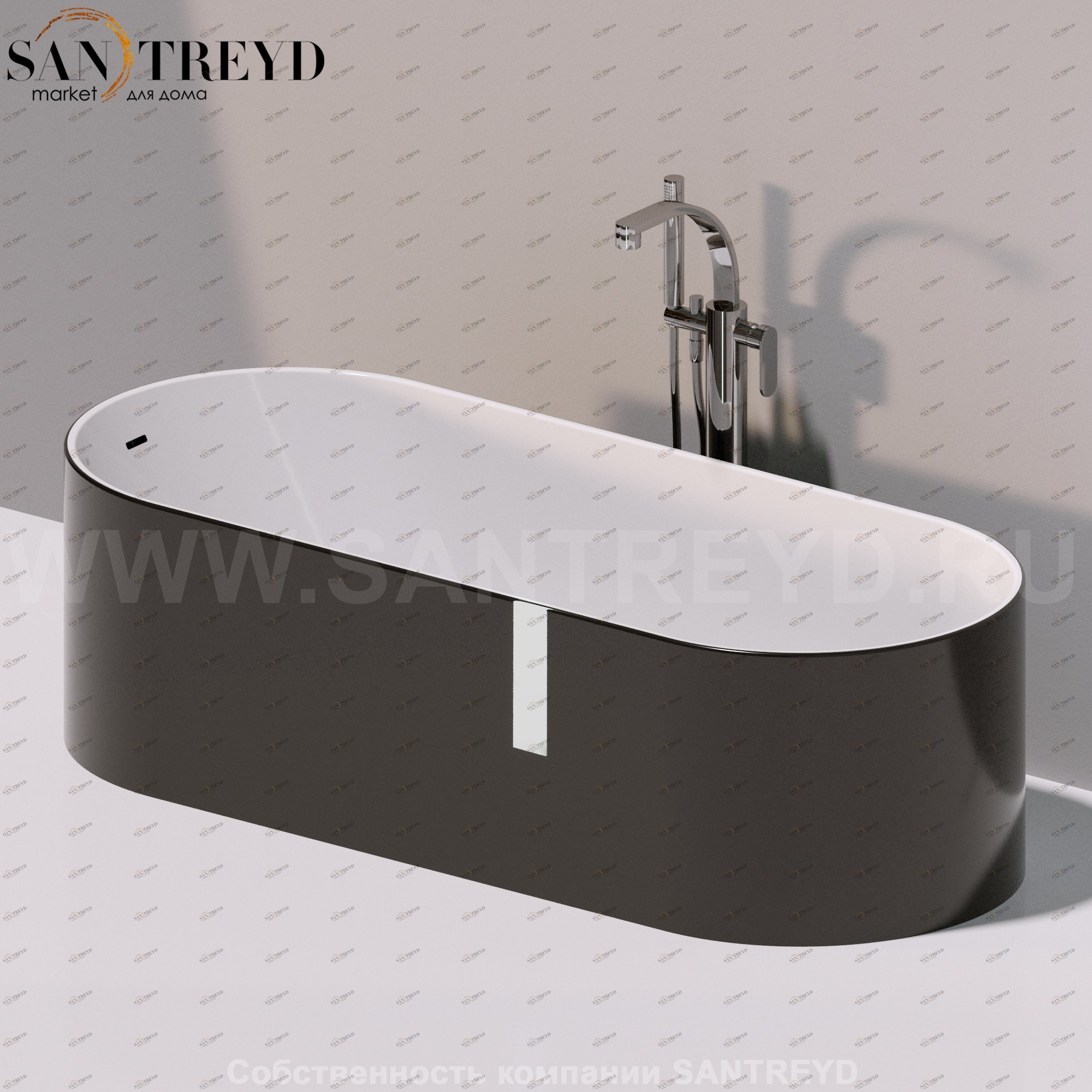 OVAL BICOLOR Ванна свободностоящая черная OV170.BC.9017 Ceramica Flaminia 