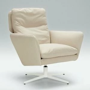 Кресло Amy, кожаное, молочное