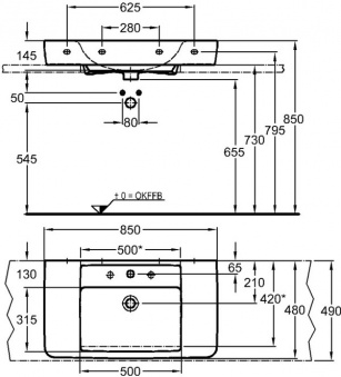 125185000 Накладная раковина на столешницу  прямоугольная Arbi  - Вид №1