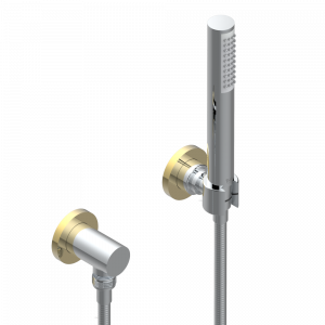G5B-52 Душ ручной стильный встраиваемый в стену, шланг, стационарный кронштейн и колено для душа Thg-paris Nano с рукоятками Хром/золото
