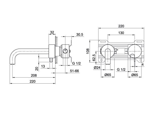 Настенный смеситель для раковины с 2 отверстиями ABOUTWATER AF/21 ARCH-00105858 - Вид №2