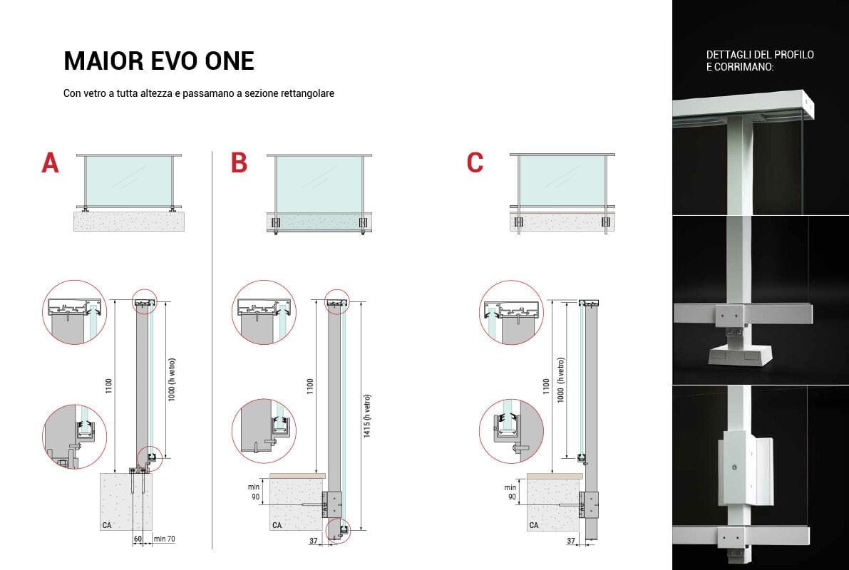 Перила из алюминия и стекла FARAONE Maior Evo ARCH-00105448 - Вид №9