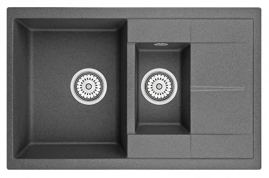 7802, ГРАФИТ (ЧЁРНО-СЕРЫЙ), кухонная мойка, кварц GRANULA 7802-ST241 - Вид №1