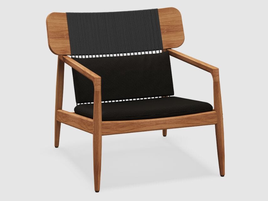 Садовое кресло из тикового дерева и ткани с подлокотниками Gloster арки ARCH-00004336 - Вид №1