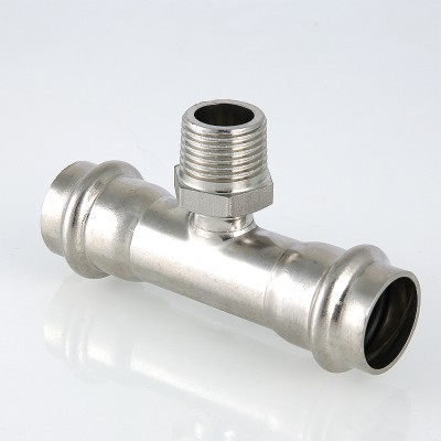 VTi.933.I.150415 Фитинг из нержавеющей стали – пресс-тройник с наружной резьбой Valtec 15 мм х 1/2"  - Вид №5