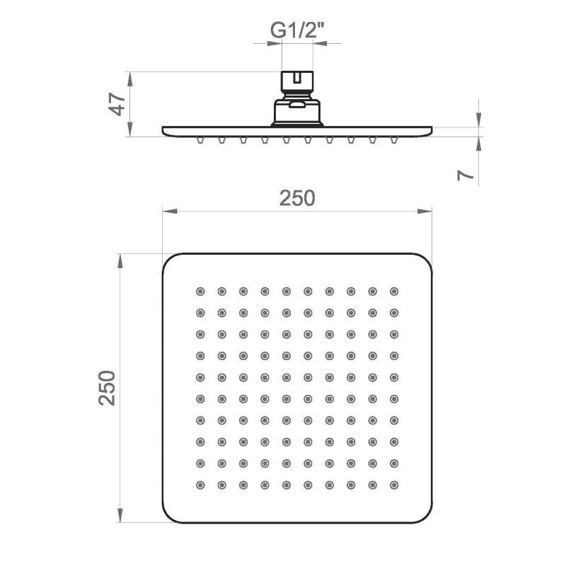Матовый черный металлический квадратный душ и ручной душ Ercos Square ARCH-00117028 - Вид №5