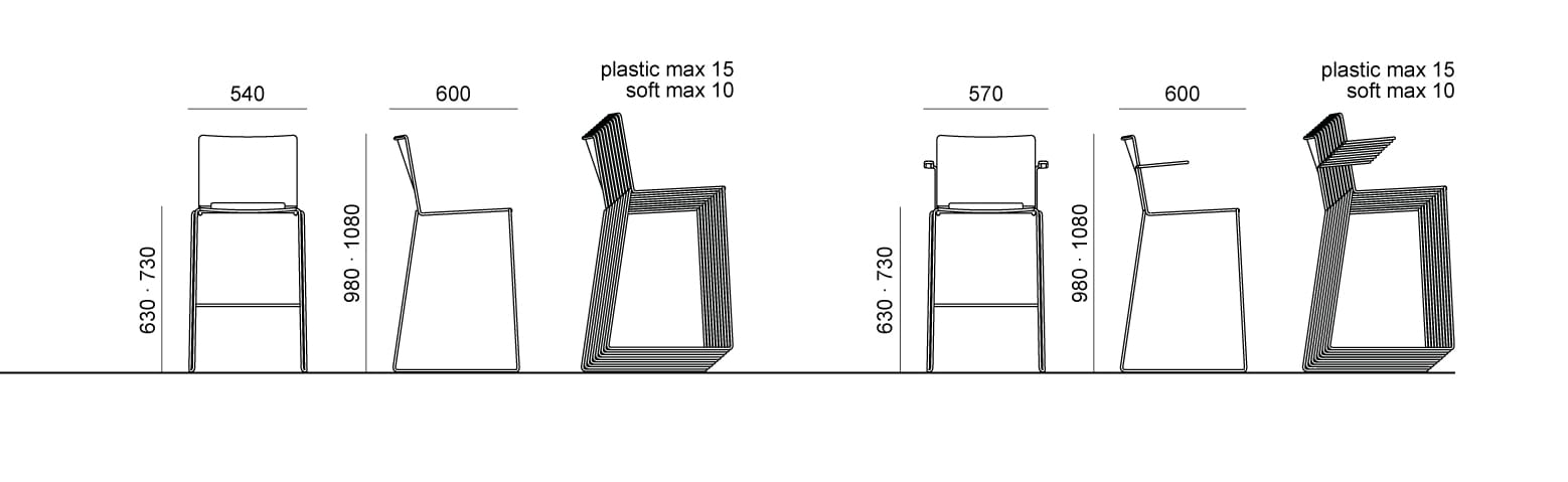 Высокий стул из полипропилена со спинкой Diemmebi laFILÒ ARCH-00106809 - Вид №4