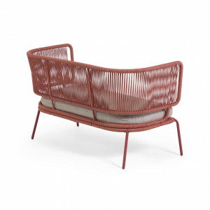 097882 Диван 2-х местный с терракотовой веревкой и оцинкованной сталью 135 см La Forma Nadin