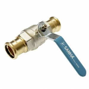 18802MS18 SANHA 8802MS кран шаровый пресс, ВПр-ВПр, латунь 18 мм