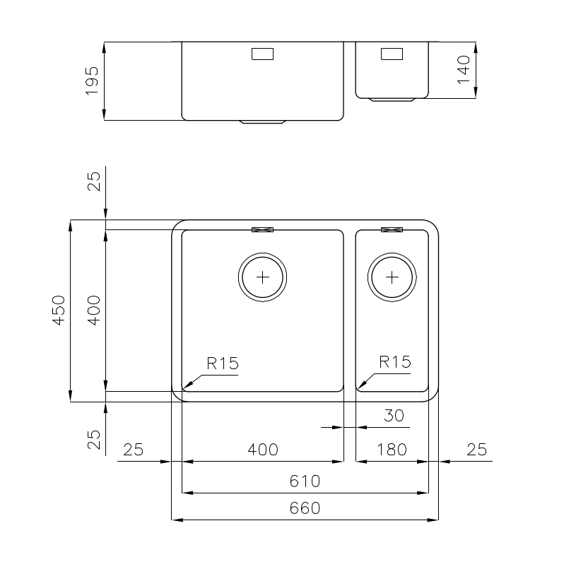 220285x Мойка KE - R15 2202 85x Fosterspa  - Вид №1
