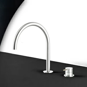 Кухонный смеситель сталь глянцевая с бежевой ручкой Kitchen Radomonte TKI32LCIL28