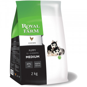 ПР0041308 Корм для щенков для средних пород, курица сух. 2кг ROYAL FARM