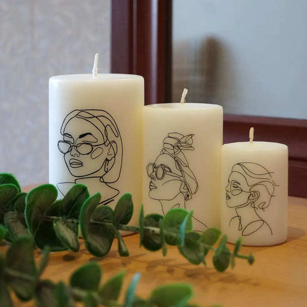 Набор свечей-столбик белый 10 см 3 шт EVIS STLM-2186189 - Вид №5