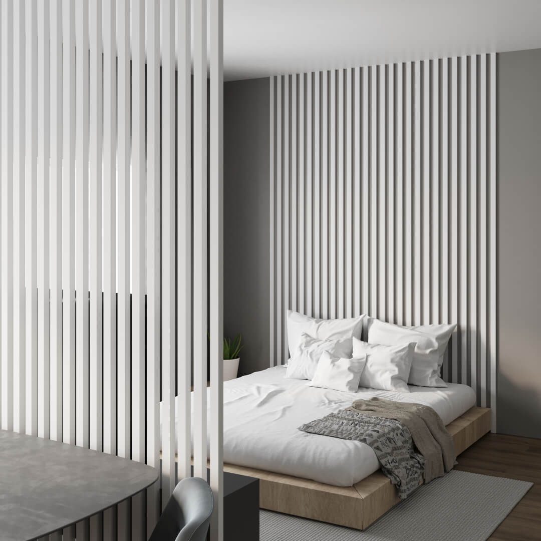 Интерьерная рейка МДФ STELLA Бриона Белый 16*40*2700 (уп.8шт.) Standart STSR-806 - Вид №6