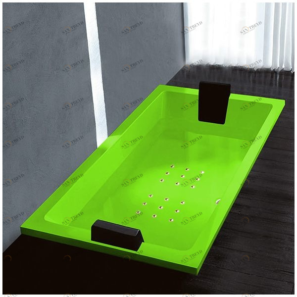 Ванна Gruppo treesse Quadra 181 V071C-DX-SZ салатовая с золотой фурнитурой и аэромассажем прямоугольная встроенная правая STAV071CDXSZ