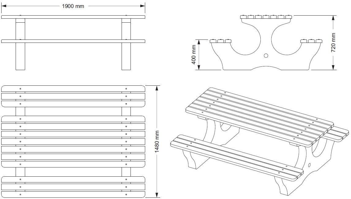 ENCHO ENCHEV - ETE Стол для пикника из бетона и дерева  108  - Вид №5