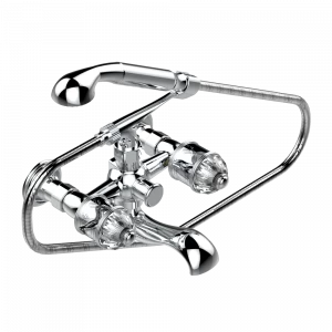 U4F-13B Смеситель для ванны настенный на 2 отверстия с ручным душем и шлангом - 150 мм между центрами Thg-paris Duomo с хрусталём Хромированный