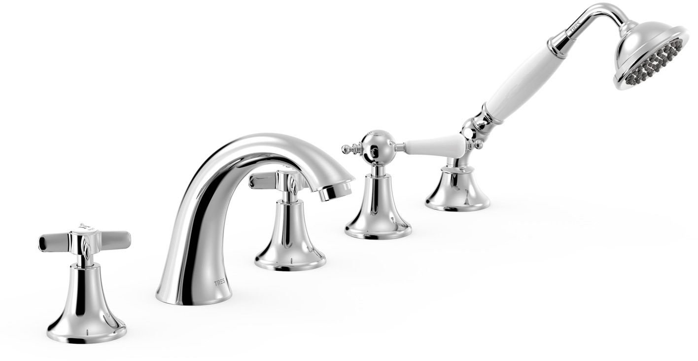 Смеситель для ванны TRES CLASIC с двумя ручками -24214602 TRES