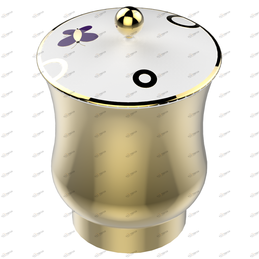 A7D-4621 Банка средняя из древесно-волокнистого материала средней плотности лакированная металлизированная с фарфоровой крышкой Thg-paris Capucine фиолетовый с золотым декором Хром A7D-4621 CAT.A