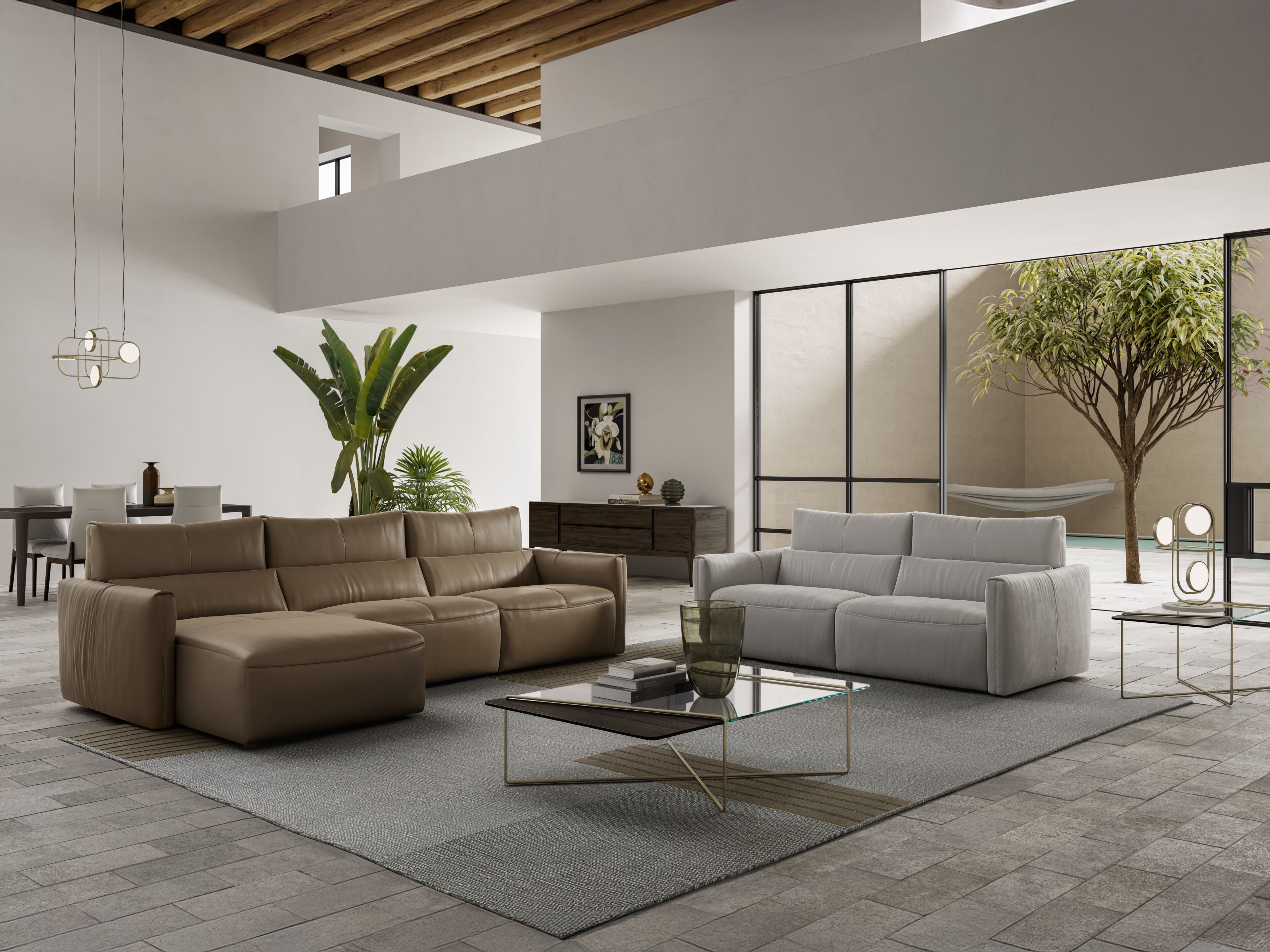 3-местный кожаный диван с откидывающейся спинкой Natuzzi Italia GALAXY ARCH-00032207 - Вид №5