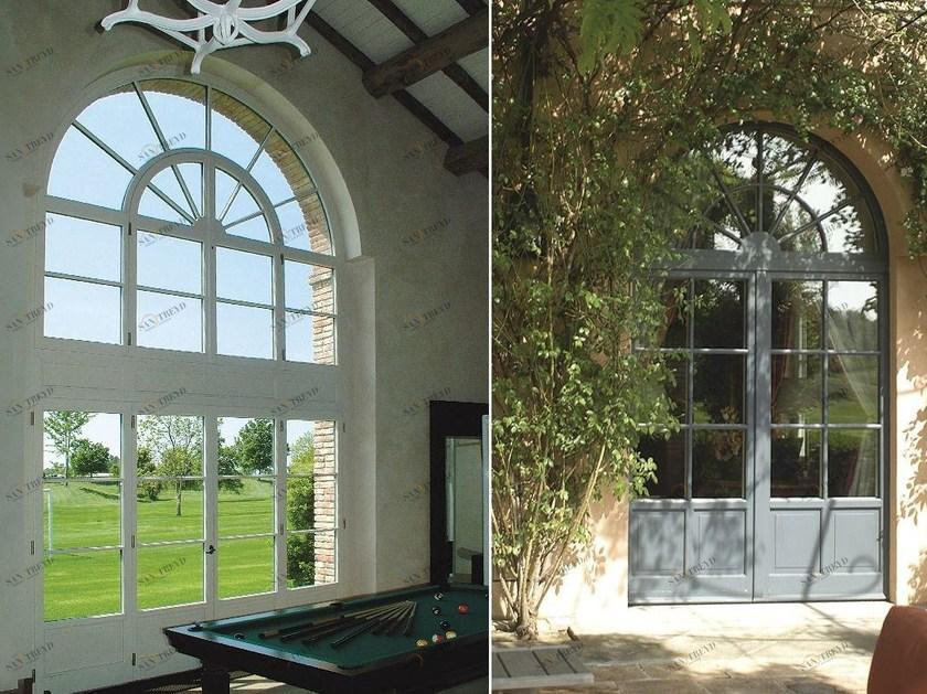 Capoferri Serramenti Утепленная деревянная входная дверь для улицы со стеклянными панелями sun-id-1480471