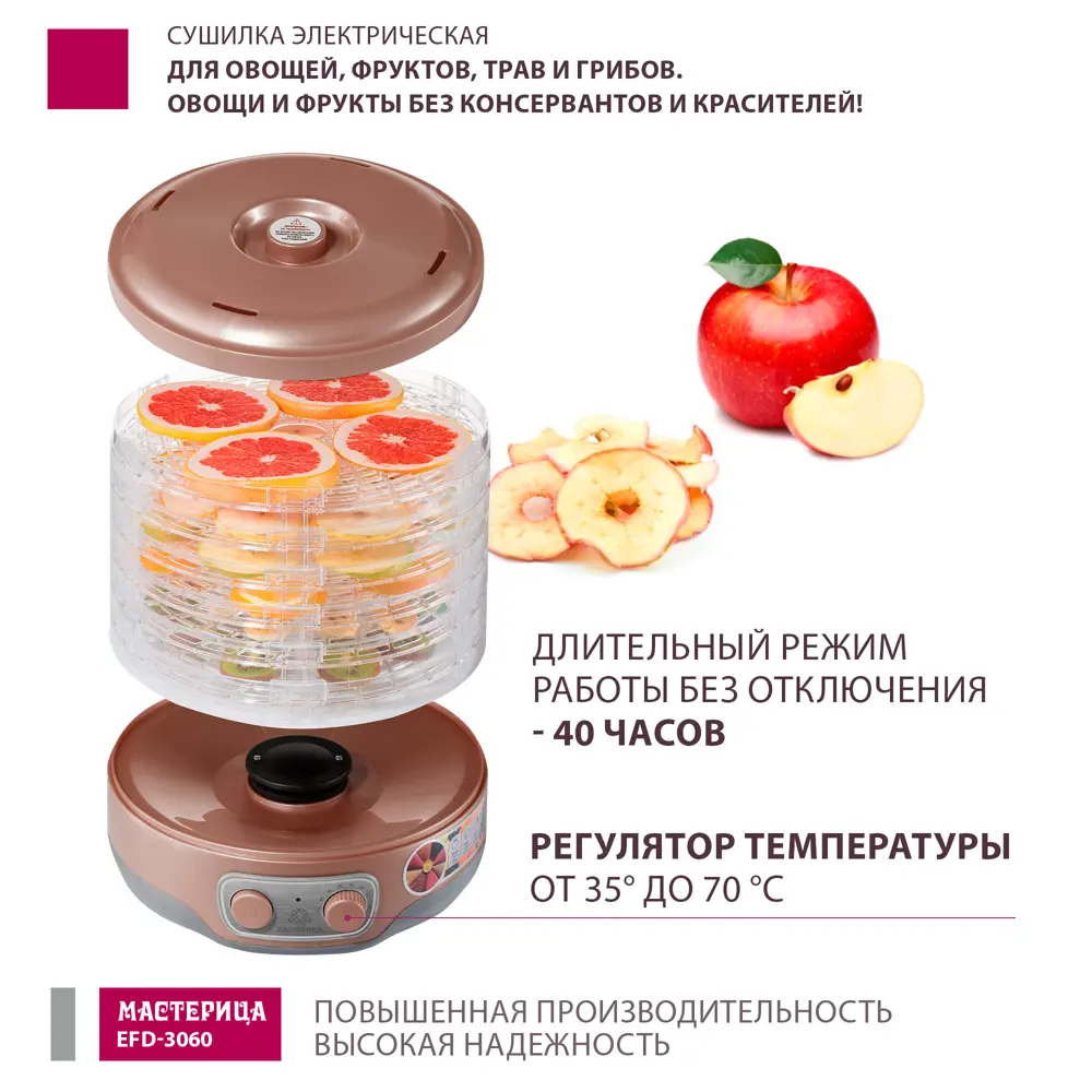 Сушилка электрическая Masterica EFD-3060 250 Вт 6 ярусов цвет зеленый STLM-2010798 - Вид №1