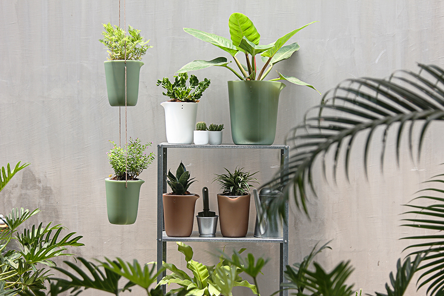 QL10307-GN-GY Горшок для полива растений oasis round pot s зелёный Qualy  - Вид №2