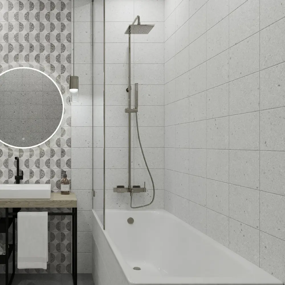 Плитка настенная Axima Руан 20x30 см 1.44 м² матовая цвет светло-серый терраццо 89336238 STLM-2046156