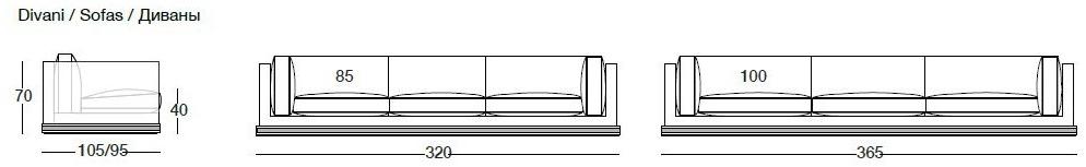 Longhi 3-х местный кожаный диван Loveluxe 2016 – vanity collection W 583 - Вид №3