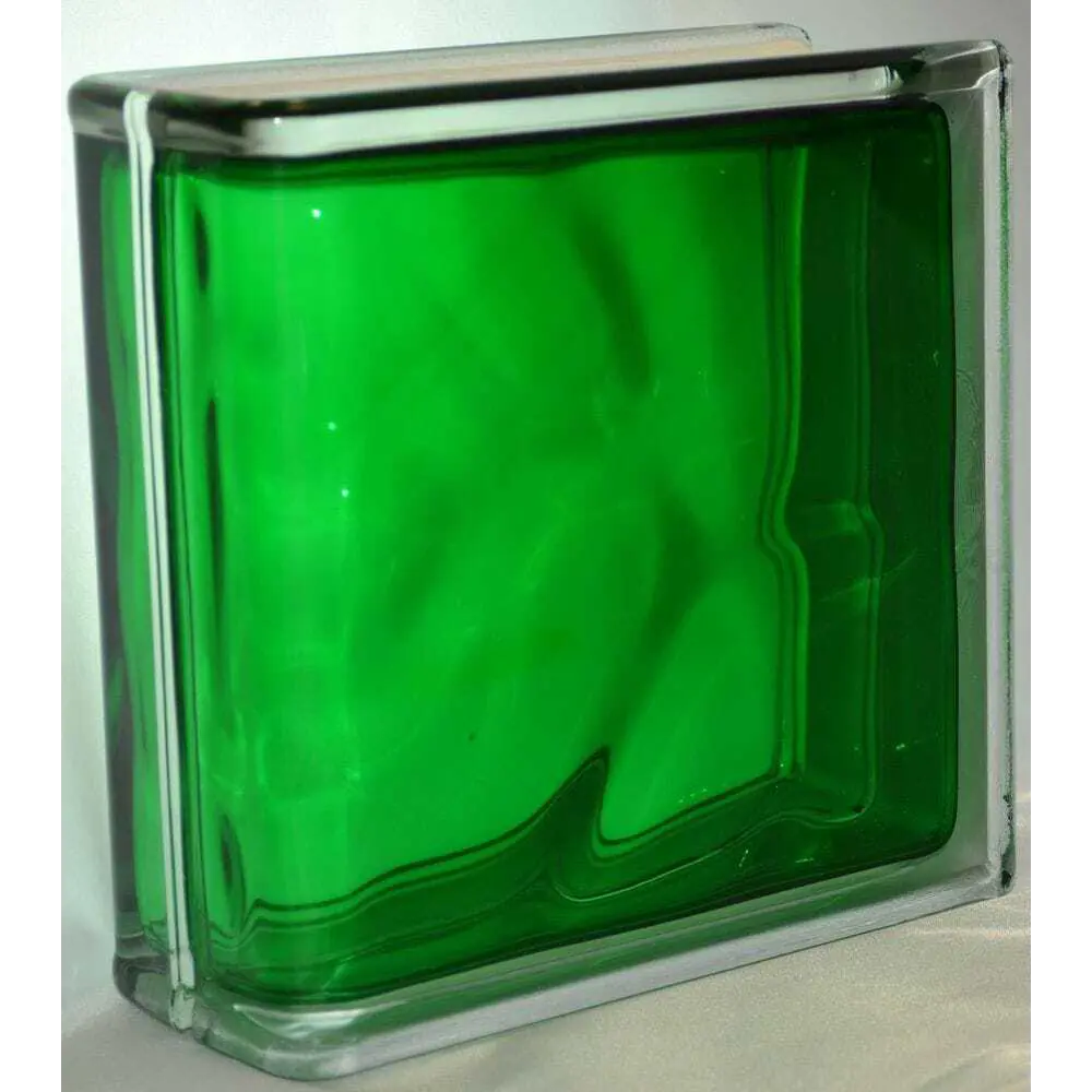 Стеклоблок Vitrablock Волна окрашенный внутри торцевой цвет изумрудный STLM-2195237