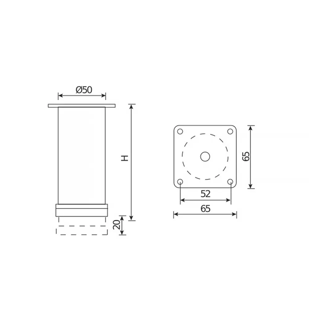 EDSON Мебельная ножка цилиндрическая коричневая с крепежной пластиной 82065826 STLM-1563971 - Вид №5