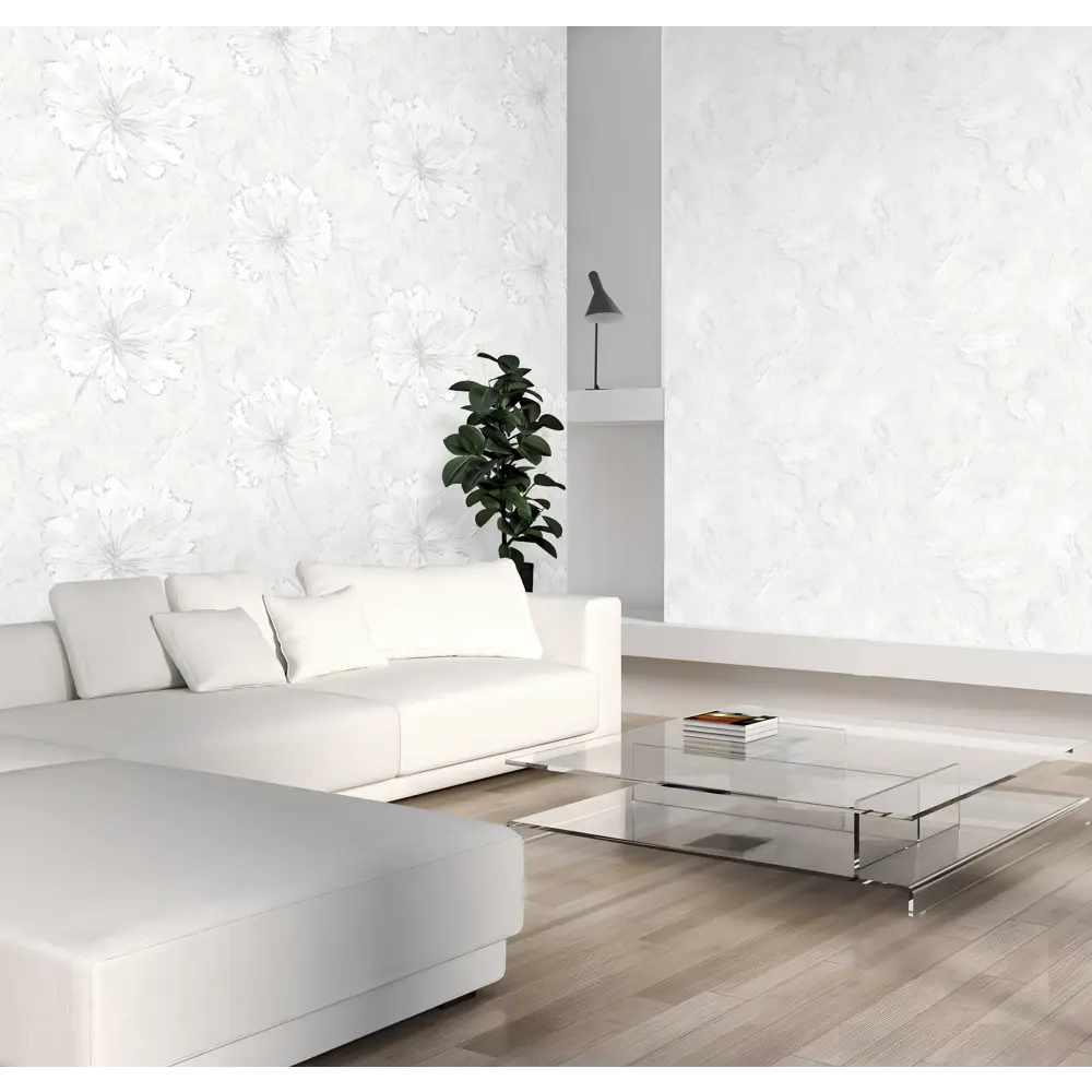 Флизелиновые обои ATELIERO Sonya белые рельефные 1.06 м 89369838 STLM-0836393 - Вид №4