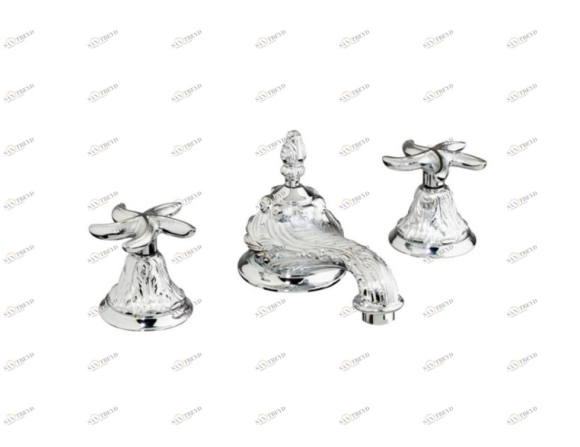 230701.B040.71 Раковина с тремя отверстиями и сливом click-clack Античное серебро Mestre Versailles