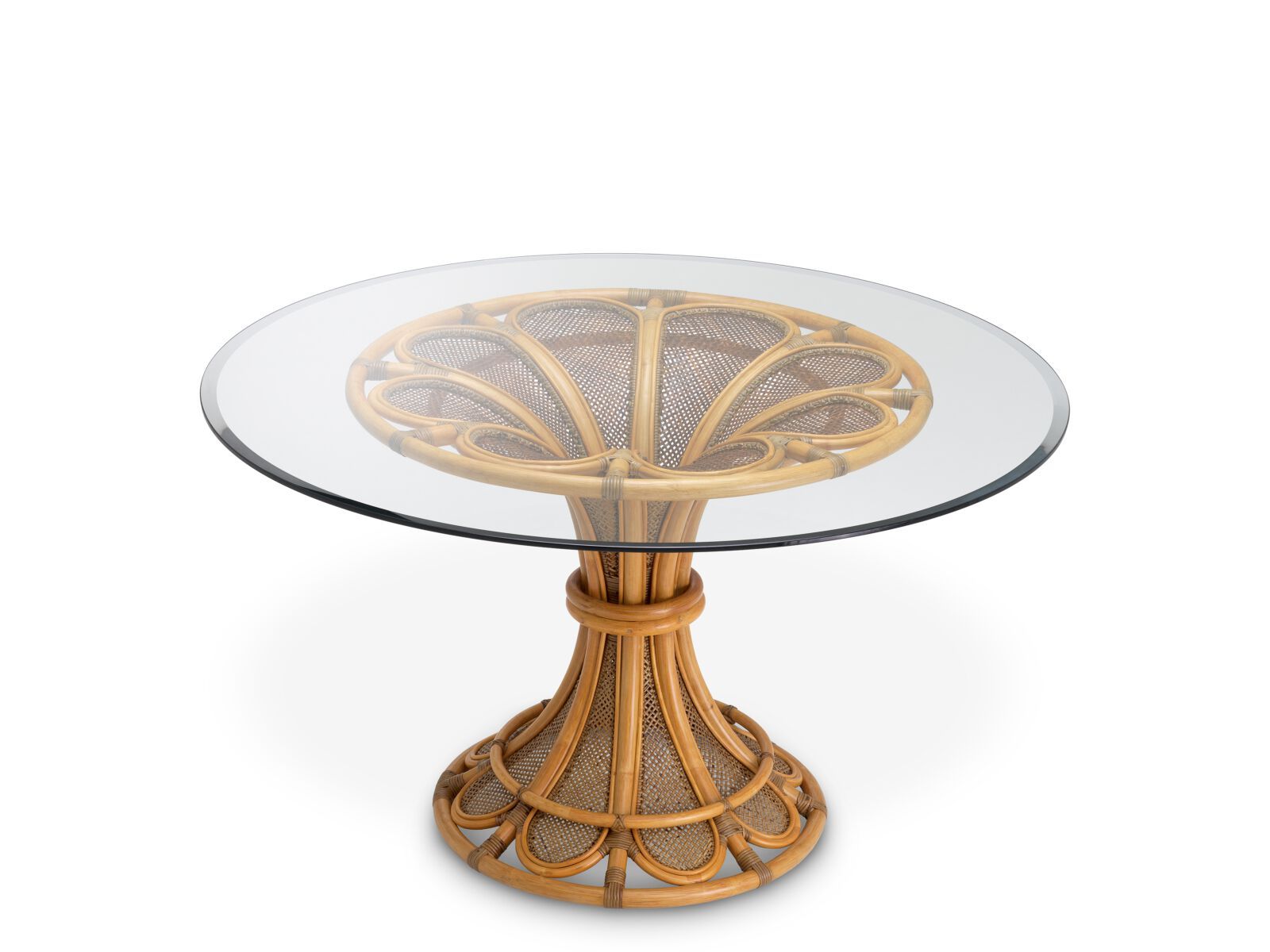 Круглый стол из ротанга и стекла с центральным основанием Eichholtz COLONY ARCH-00045444