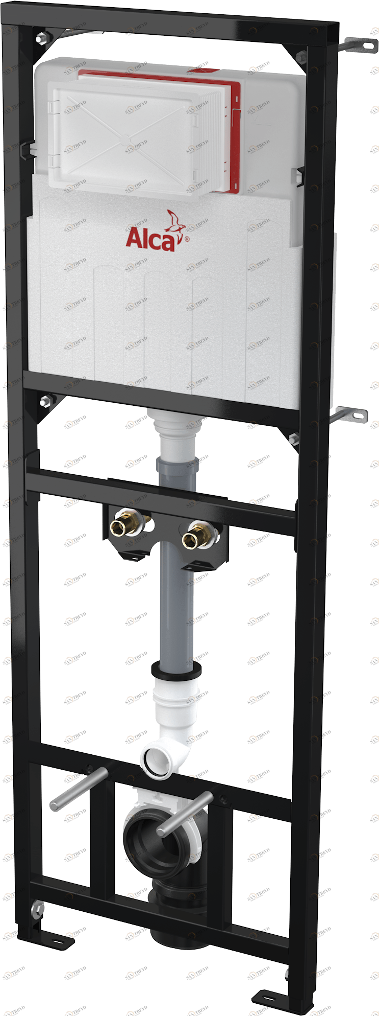 Монтажная рама с бачком для видуара и смесителя, со стоковым коленом DN90/110 ALCAPLAST A108F1500