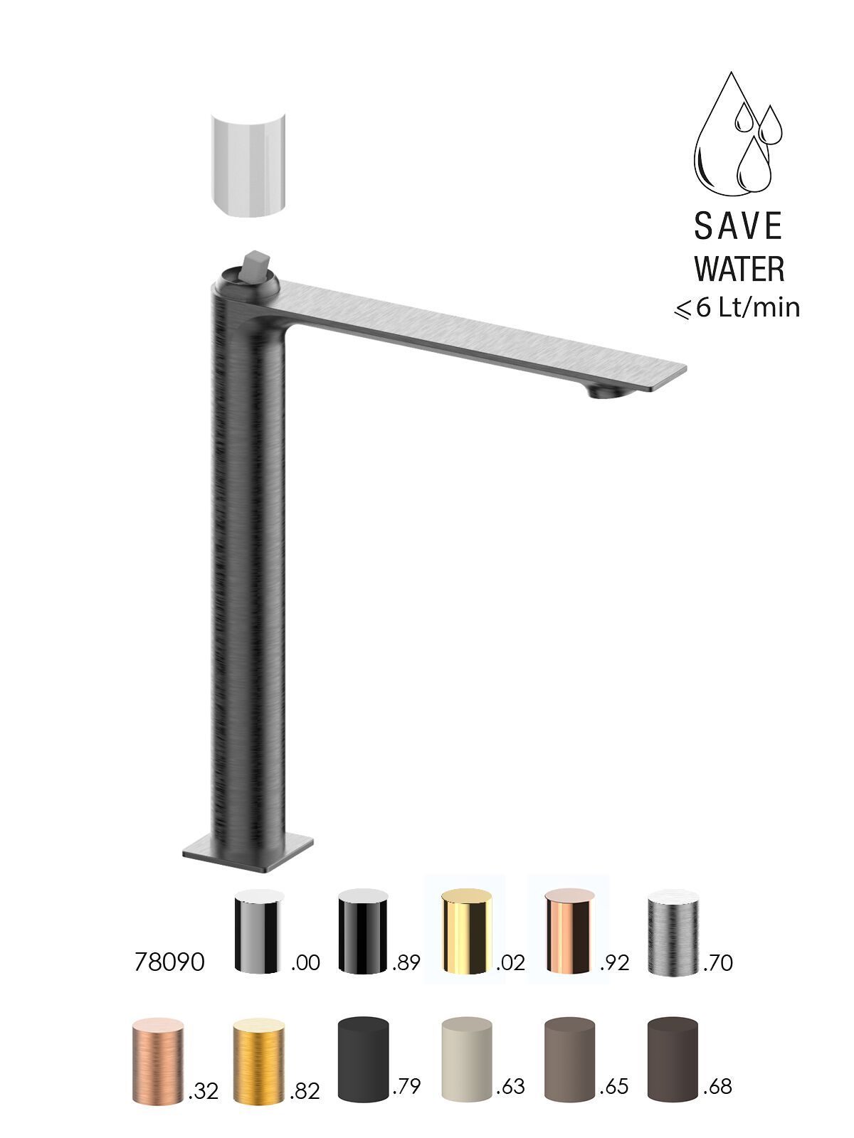 Смеситель для раковины высокого пола с ограничителем расхода Rubinetterie Frattini Narciso S ARCH-00042651 - Вид №15